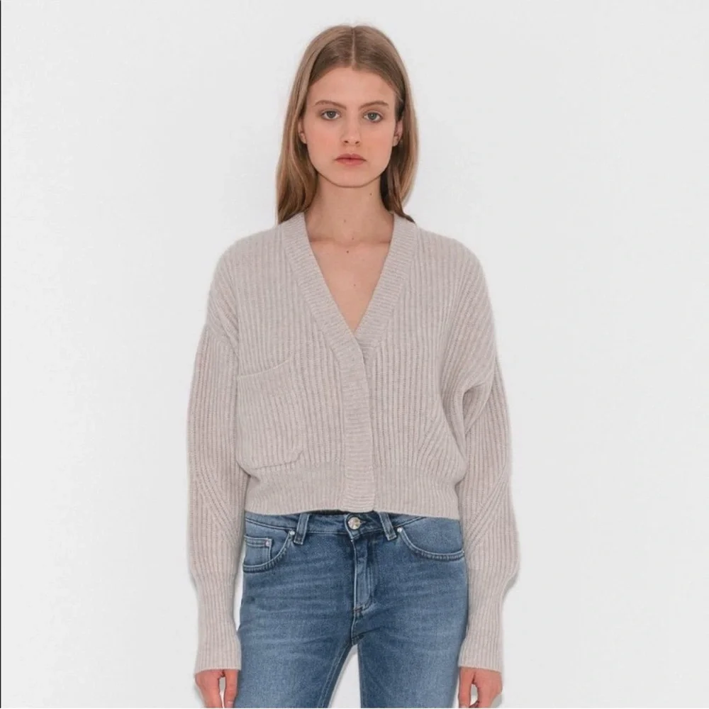 Le Kasha Monaco Ribbed Cardigan 100% Organic Cashmere Sweater Brown One Size New